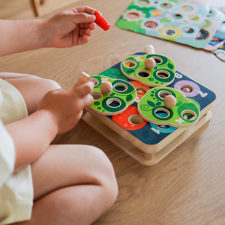 TOOKY TOY Drewniana Gra Zręcznościowa 2w1 Wyciągnij Robaczki dla Dziec