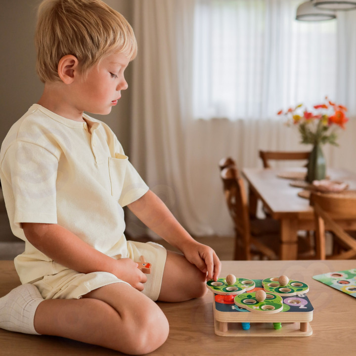 TOOKY TOY Drewniana Gra Zręcznościowa 2w1 Wyciągnij Robaczki dla Dziec