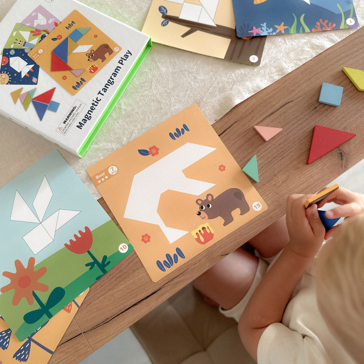 TOOKY TOY Puzzle Tangram Układanka dla Dzieci Nauka Kształtów Figury K