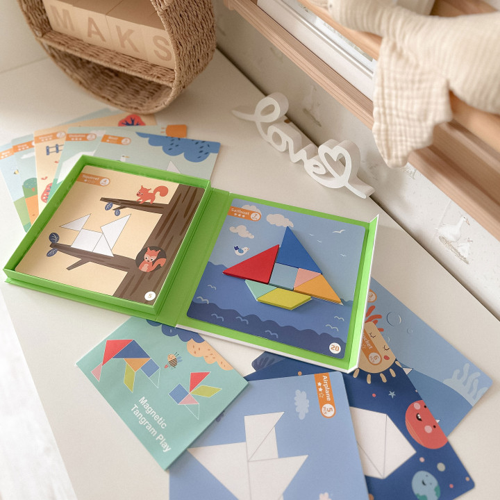 TOOKY TOY Puzzle Tangram Układanka dla Dzieci Nauka Kształtów Figury K