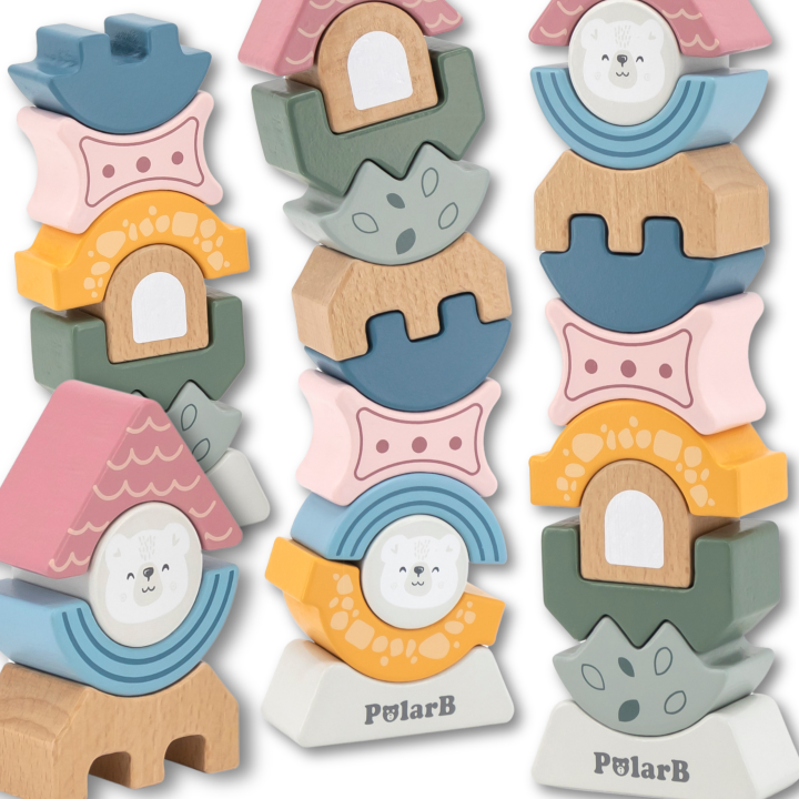 VIGA PolarB Drewniana Układanka Balansująca Wieża Montessori Klocki Pr