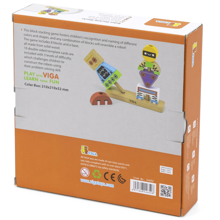 VIGA Drewniana Układanka Montessori Roboty Piramidka Klocki Edukacyjne