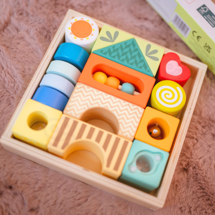
						CLASSIC WORLD Drewniane Klocki Sensoryczne 7 Funkcji Układanka Multifunkcyjna Kształty Dźwięk MONTESSORI 14 el.
					