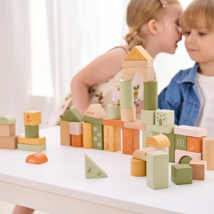 VIGA PolarB Drewniane Klocki Bloki Montessori Zwierzęta 50 el.