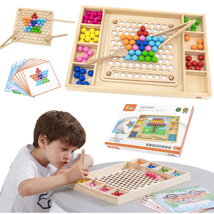 
						VIGA Drewniana Gra Kulki Złap i Dopasuj Układanka Montessori
					
