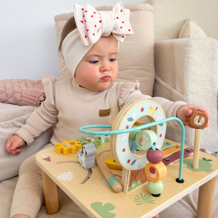 WOOPIE GREEN Drewniany Stolik Edukacyjny Muzyczny Labirynt Sensoryczny