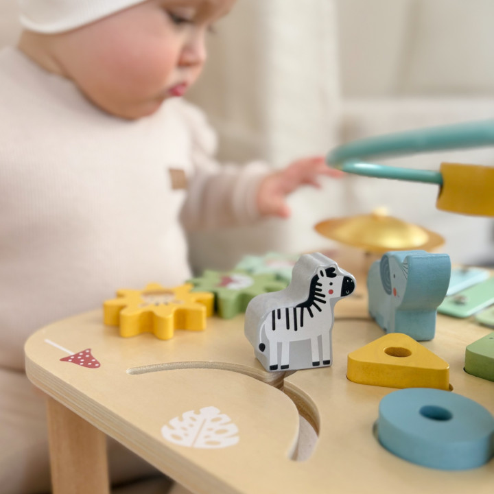WOOPIE GREEN Drewniany Stolik Edukacyjny Muzyczny Labirynt Sensoryczny