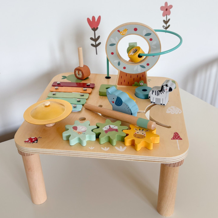 WOOPIE GREEN Drewniany Stolik Edukacyjny Muzyczny Labirynt Sensoryczny