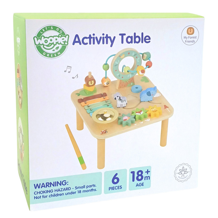 WOOPIE GREEN Drewniany Stolik Edukacyjny Muzyczny Labirynt Sensoryczny