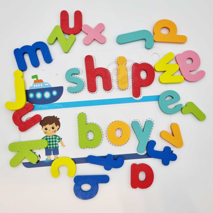 TOOKY TOY Puzzle Alfabet Montessori Nauka Literek Słów Zwierzątka 57 e