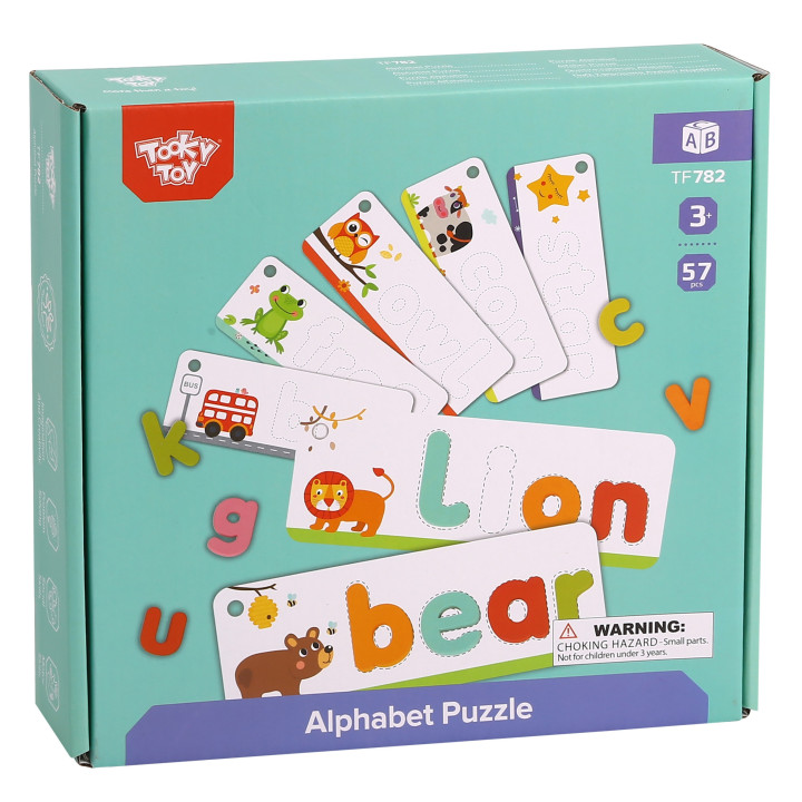 TOOKY TOY Puzzle Alfabet Montessori Nauka Literek Słów Zwierzątka 57 e
