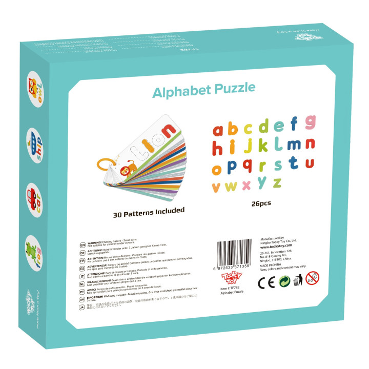 TOOKY TOY Puzzle Alfabet Montessori Nauka Literek Słów Zwierzątka 57 e