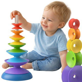 WOOPIE BABY Kolorowa Wieża Układanka Piramidka Edukacyjna 18m+