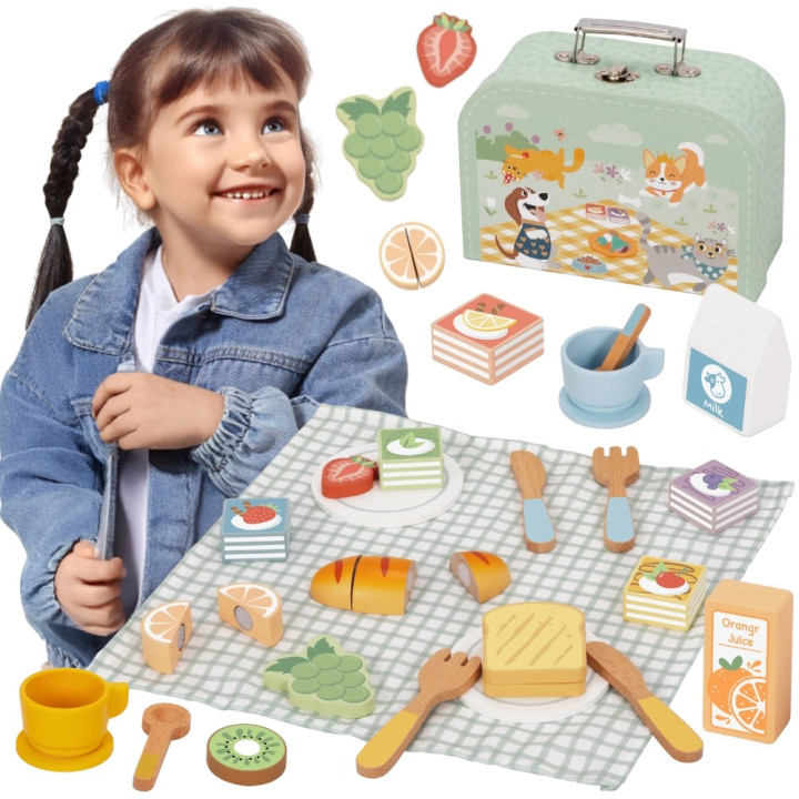 TOOKY TOY Zestaw Piknikowy Jedzenie Do Krojenia Na Rzepy Zestaw Śniada