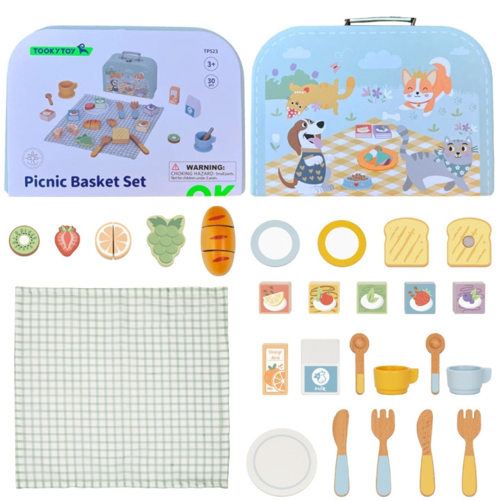 TOOKY TOY Zestaw Piknikowy Jedzenie Do Krojenia Na Rzepy Zestaw Śniada