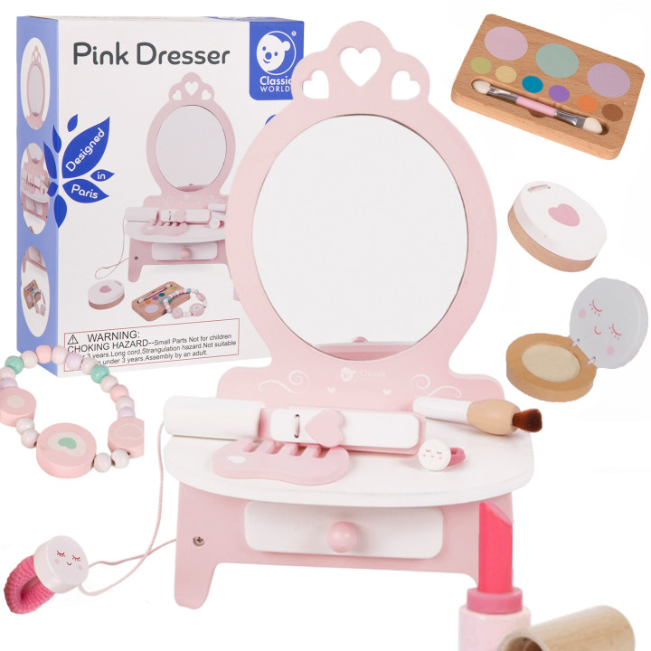 CLASSIC WORLD Drewniana Toaletka dla Dziewczynki z Lustrem + Prostowni