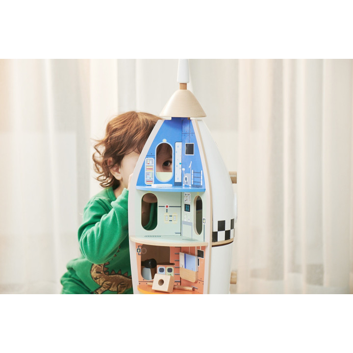 CLASSIC WORLD Drewniana Rakieta Domek dla Dzieci + Figurki 51el.