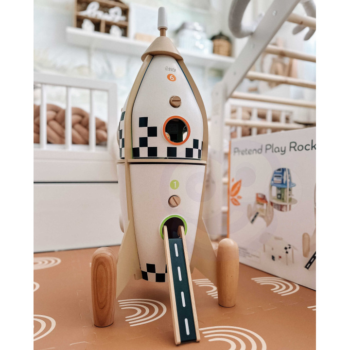 CLASSIC WORLD Drewniana Rakieta Domek dla Dzieci + Figurki 51el.