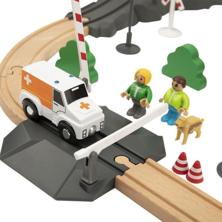 Tooky Toy Drewniana Kolejka Elektryczna Straż Pożarna Efekty Dźwiękowe