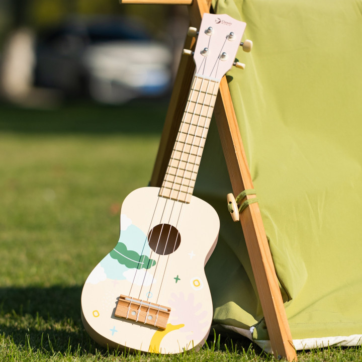 CLASSIC WORLD Drewniane Ukulele Gitara dla Dzieci Różowa