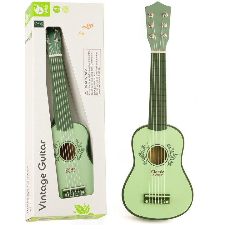 CLASSIC WORLD Drewniana Gitara dla Dzieci Vintage Instrument Muzyczny 