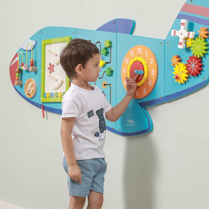 VIGA Drewniana Tablica Sensoryczna Manipulacyjna Samolot Certyfikat FS