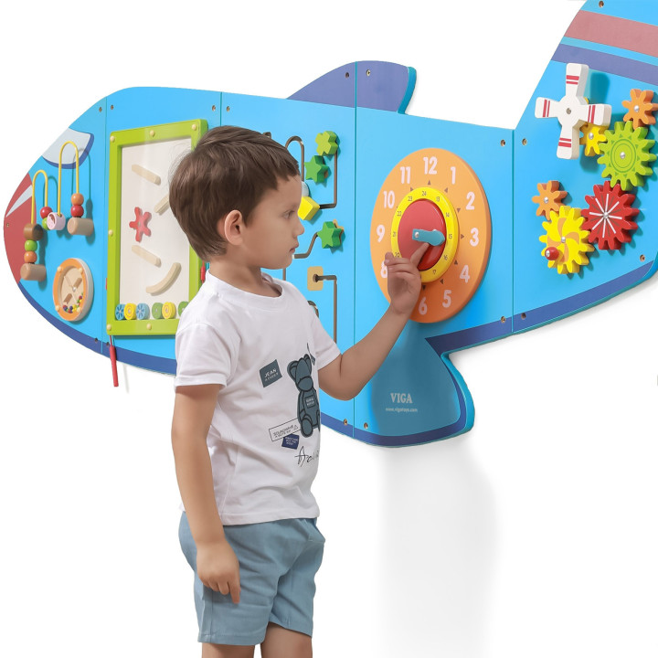 VIGA Drewniana Tablica Sensoryczna Manipulacyjna Samolot Certyfikat FS
