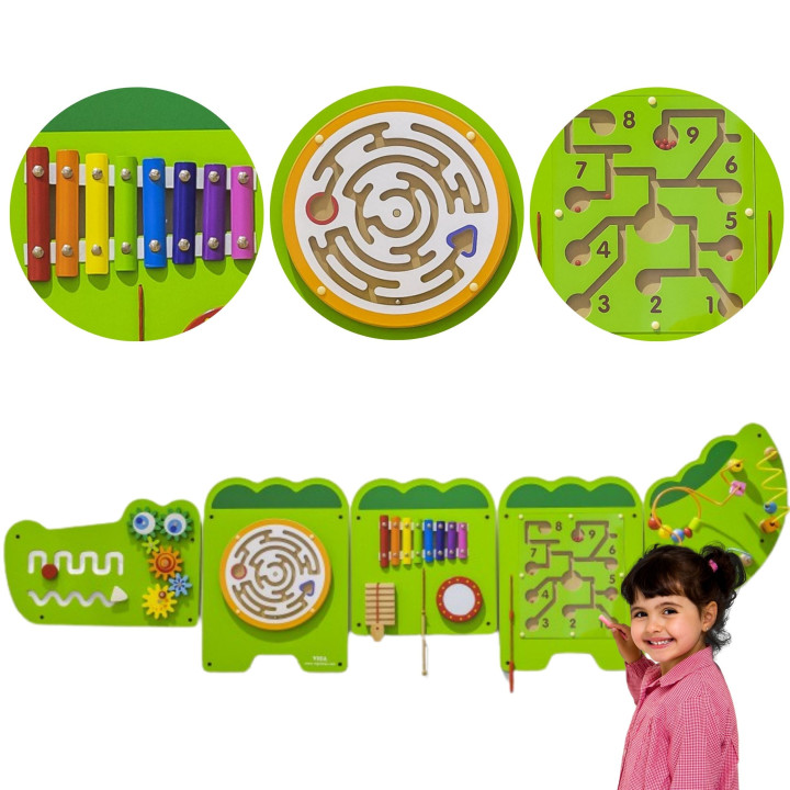 VIGA Tablica Sensoryczna Manipulacyjna Krokodyl Certyfikat FSC Montess