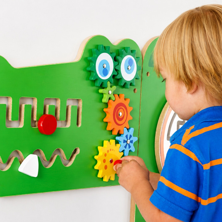 VIGA Tablica Sensoryczna Manipulacyjna Krokodyl Certyfikat FSC Montess