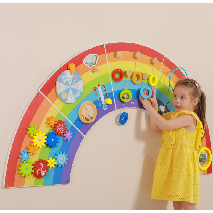 VIGA Drewniana Tablica Sensoryczno-Manipulacyjna EDU Tęcza Certyfikat 