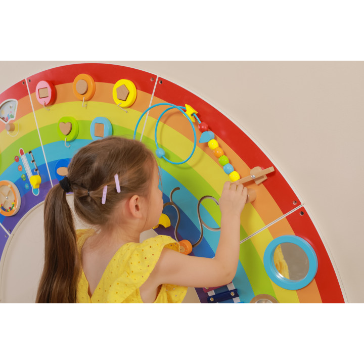 VIGA Drewniana Tablica Sensoryczno-Manipulacyjna EDU Tęcza Certyfikat 