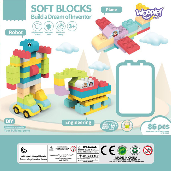 WOOPIE Duże Klocki Konstrukcyjne Edukacyjne dla Dzieci 86 el. - Wyparz