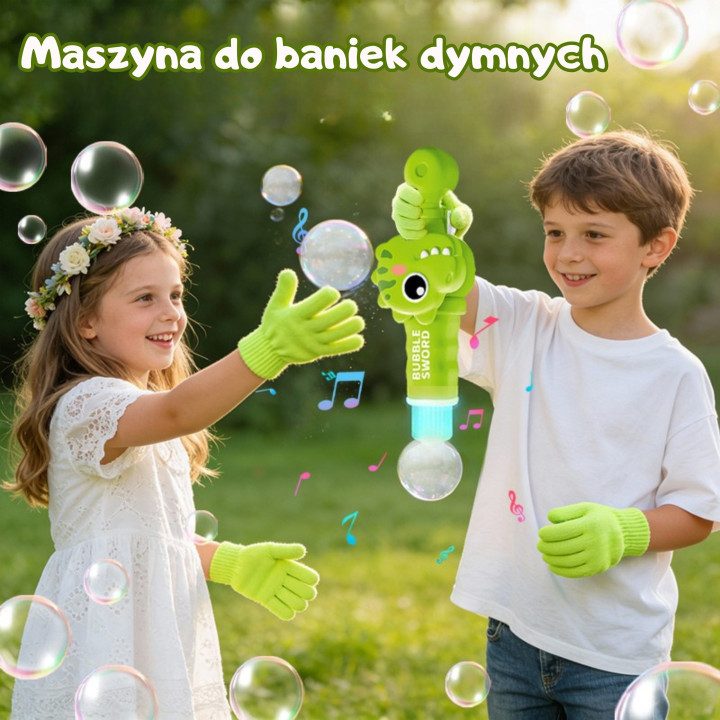 WOOPIE Pistolet do Baniek z Dymem Dinozaur Maszynka Bańki z Mgłą Akumu