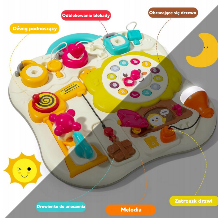 WOOPIE Tablica Montessori Manipulacyjna Sensoryczna Interaktywna dla M