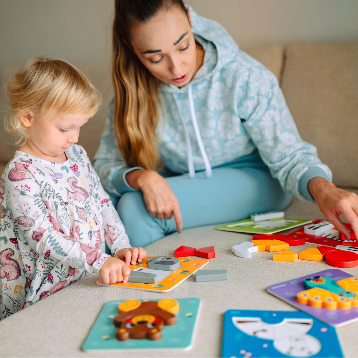 WOOPIE GREEN Układanka Drewniana Klocki Zwierzątka Montessori FSC 34el