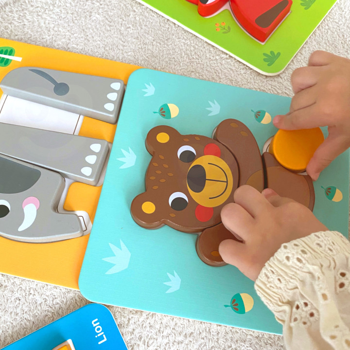 WOOPIE GREEN Układanka Drewniana Klocki Zwierzątka Montessori FSC 34el
