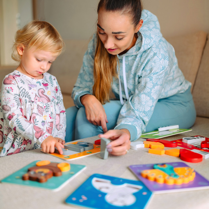 WOOPIE GREEN Układanka Drewniana Klocki Zwierzątka Montessori FSC 34el