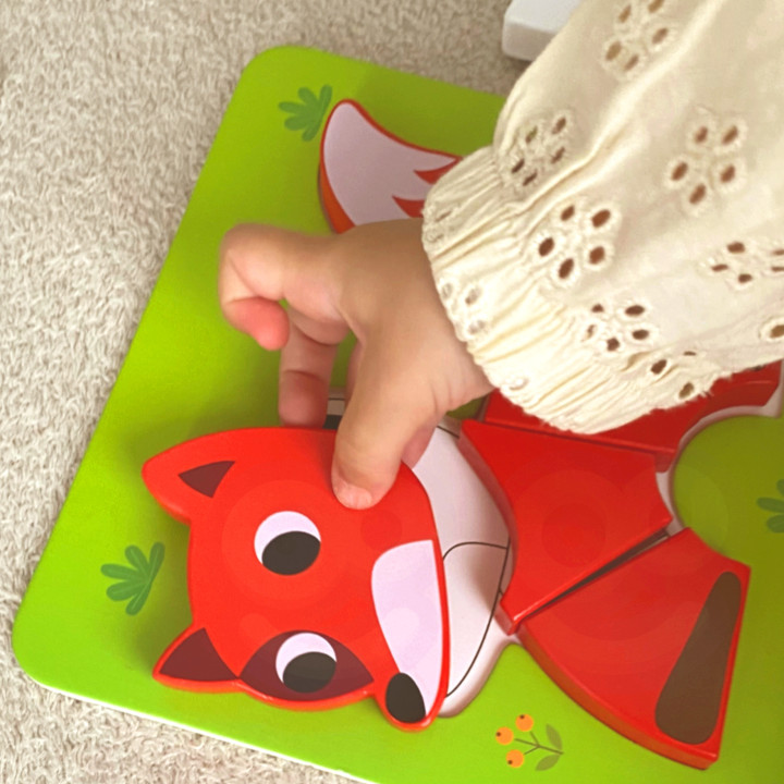 WOOPIE GREEN Układanka Drewniana Klocki Zwierzątka Montessori FSC 34el