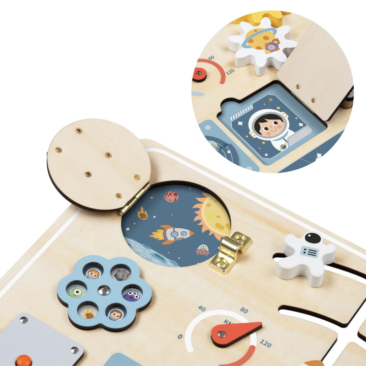 TOOKY TOY Drewniana Tablica Edukacyjna Montessori Astronauta Statek Ko