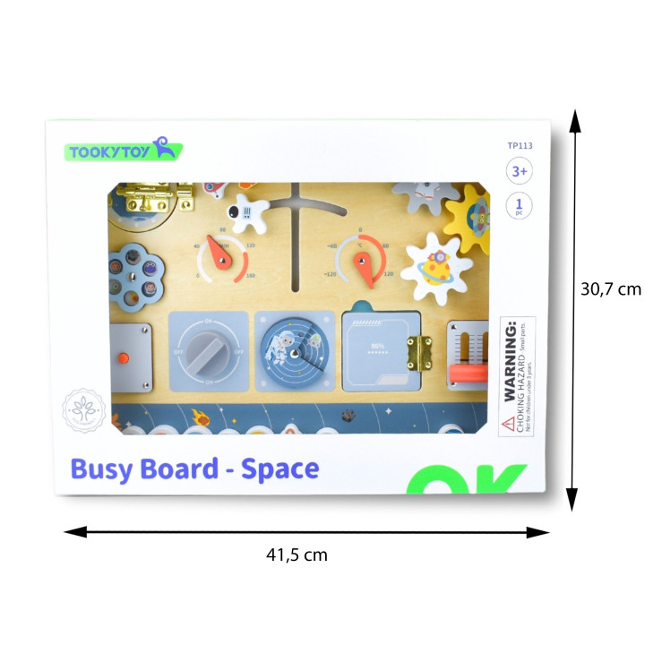 TOOKY TOY Drewniana Tablica Edukacyjna Montessori Astronauta Statek Ko