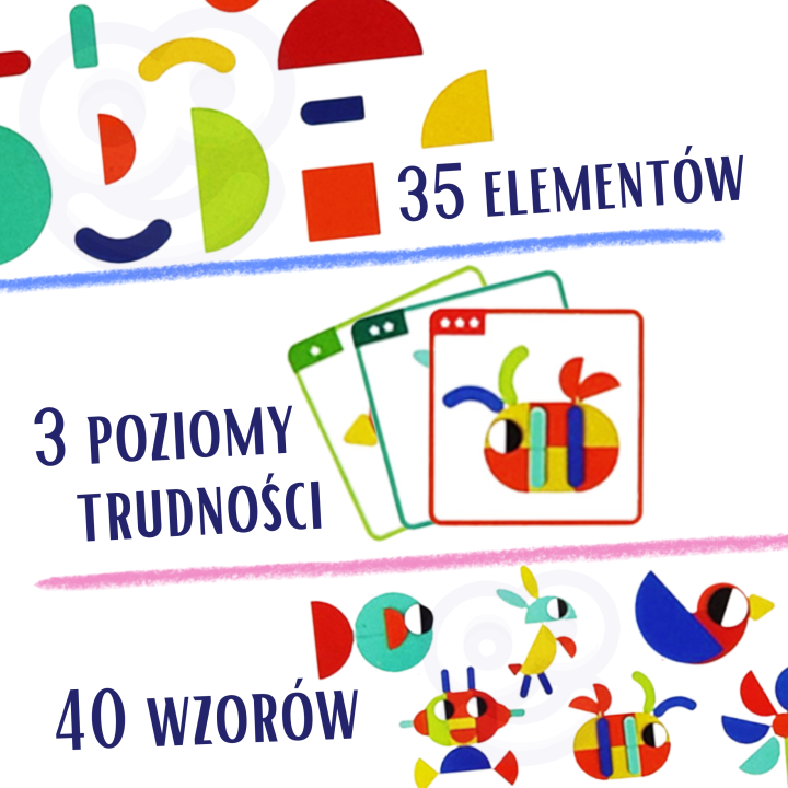 WOOPIE GREEN Drewniana Układanka Montessori 40 Wzorów do Odtworzenia 5
