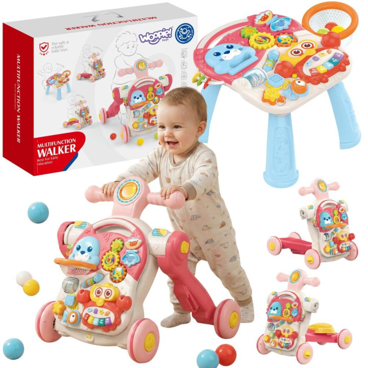 WOOPIE BABY Pchacz Chodzik Stolik Edukacyjny Hulajnoga Jeździk 4w1
