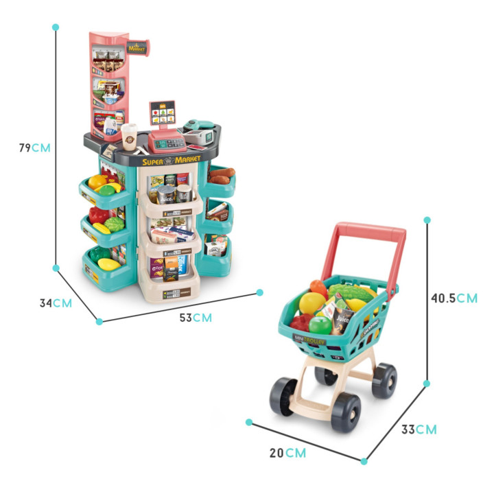 WOOPIE Sklep Supermarket i Wózek Koszyk Sklepowy Kasa Waga Skaner 47 a