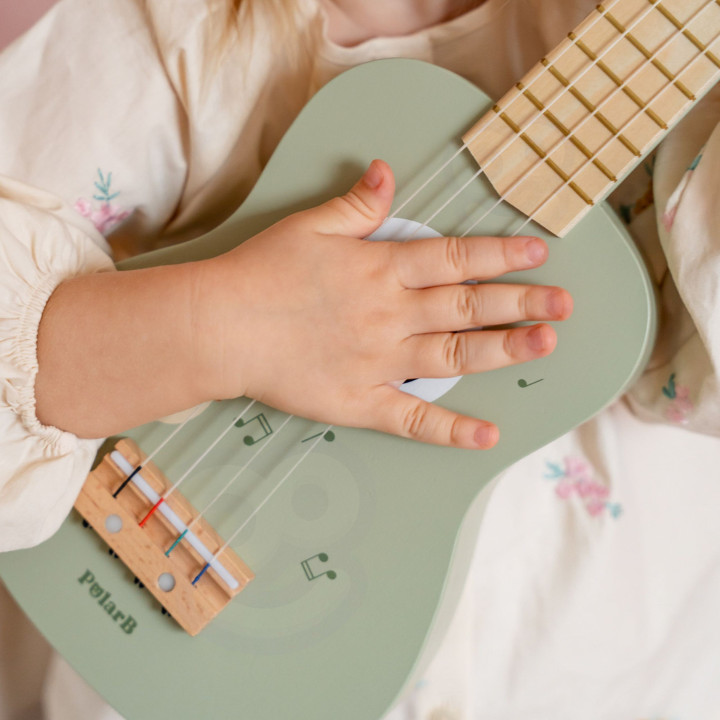 Viga Drewniane Ukulele Gitara Dla Dzieci Zielone Z Nutami