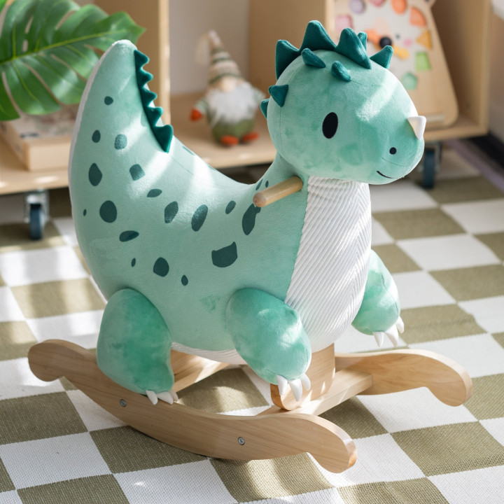 CLASSIC WORLD Miękki Pluszowo-Drewniany Bujak Dinozaur na Biegunach