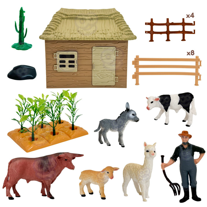 WOOPIE Zestaw Farma ze Zwierzętami Domek Figurki 37 el. Mały Farmer