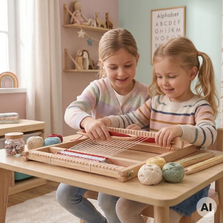 VIGA Drewniane Krosno Warsztat Tkacki Zestaw do tkania Montessori