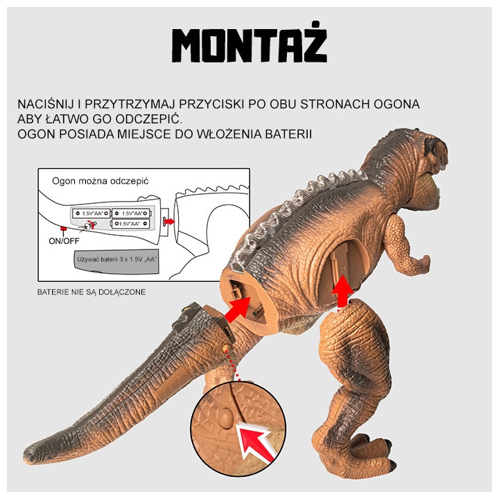 WOOPIE Dinozaur Zdalnie Sterowany RC Robot T-Rex
