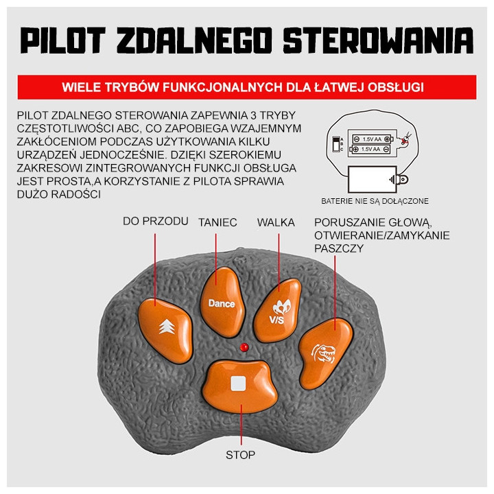 WOOPIE Dinozaur Zdalnie Sterowany RC Robot T-Rex