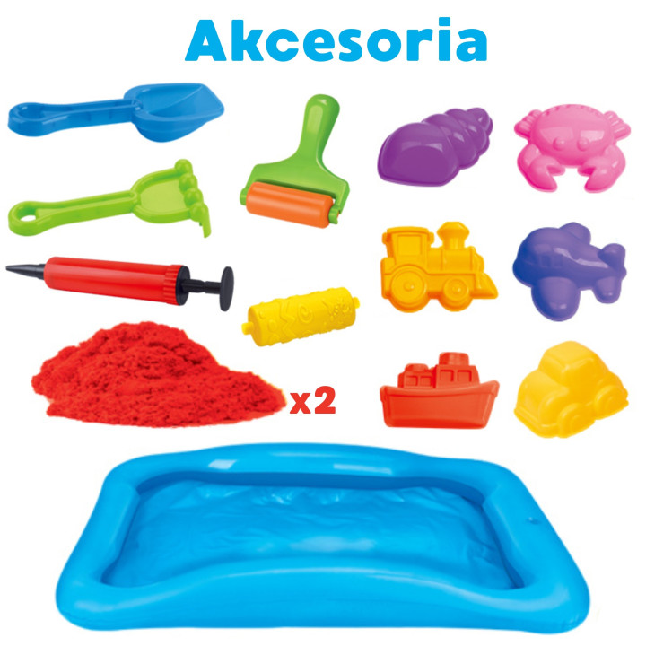 WOOPIE Magiczny Piasek Kinetyczny Zestaw Basen Foremki 3+